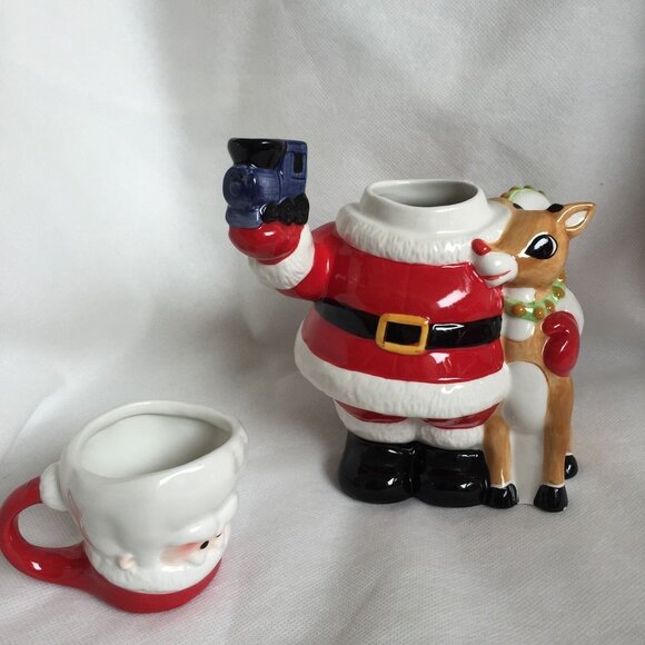 Rudolph The Red Nosed Reindeer with Santa Lenox Pitcher Mug...